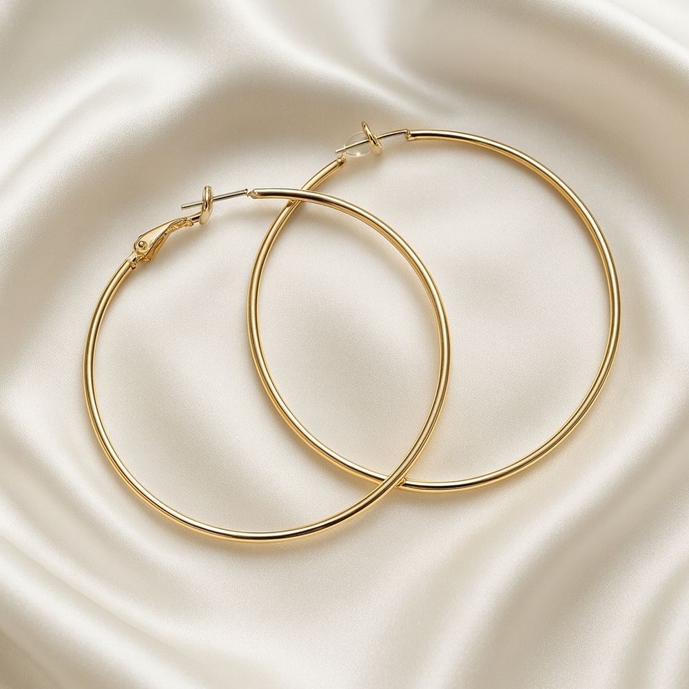 Elegant 3" Gold Hoop Earrings – Bold Statement Jewelry for Women’s Fashion Jewel
